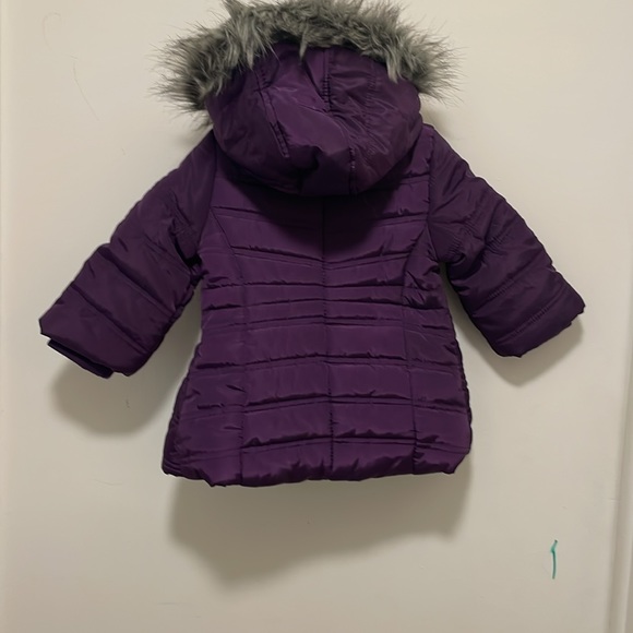 Ck Baby Girls Aerial Longline Faux Fur Hooded Jacket - Picture 7 of 7